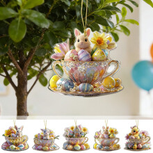 Osterhase & Ei Hängende Ornamente, 8,4 x 8 cm Acryl-Dekoration – Wand, Garten, Party, Geschenkanhänger, Frühlingsdeko für Kinder & Erwachsene