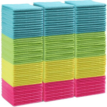 Chiffons de nettoyage en microfibre bleue (lot de 50), 29 x 29 cm, non pelucheux, anti-rayures, ultra-absorbants et réutilisables pour le verre, les
