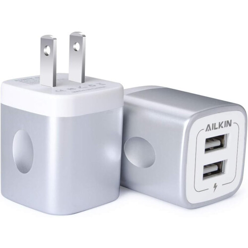 USB-väggladdare med dubbla portar 2.1A 2-pack