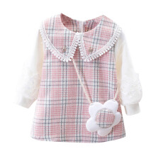 Pink Plaid Princess Dress with Bag Set for Toddler Girls 18-24M – Long Sleeve Flower Girl Dress, Compatible with Party Outfits