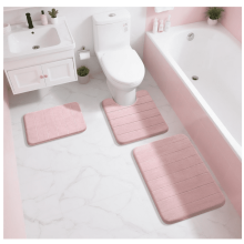 Tapis de salle de bain lavable en machine, antidérapant, extra doux et confortable, accessoire de décoration intérieure - Rose clair (56 x 41 cm)