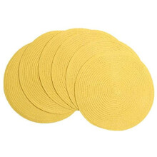 Ronde gevlochten placemats set van 6 keuken placemats 15 inch ronde tafelmatten voor eettafels wasbaar (geel, 6)