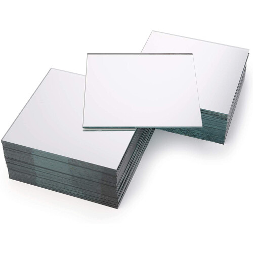 Glass Mirror Tiles 4x4 Inch Square 2 Pack