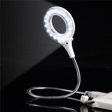 Lampe de bureau à pince, anneau lumineux USB 18 LED, protection des yeux, col de cygne flexible à 360 pour la lecture au bureau ou au lit