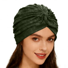 Turban-Kopftuch in Unifarbe, dehnbare, nahtlose Schlauchmütze für Damen, schnelle Frisurabdeckung zum Schlafen, Yoga oder auf Reisen, Grün, 1