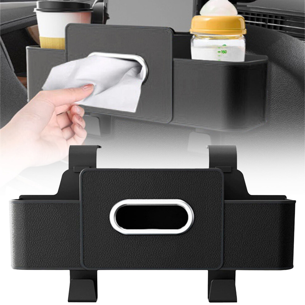 Upgraded Car Back Seat Organizer With Tissue Box, Cup Holder & Hooks Â Compatible With Most Vehicles, A1- Black 9405492928404