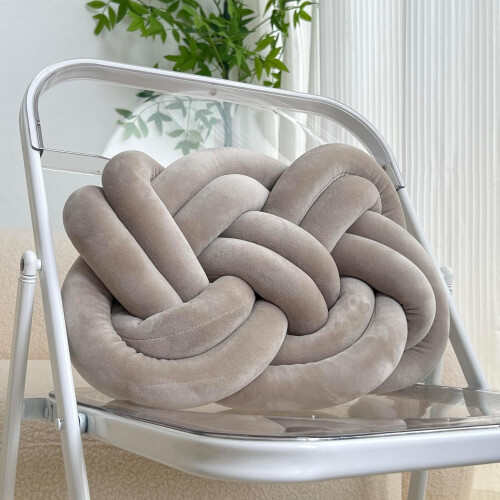 Almofada artesanal de veludo de leite de soja com nós, 38 cm (15 polegadas)