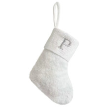 White Shiny Silk Christmas Stockings, 9-inch Letter Embroidered, Fireplace & Tree Decor – Compatible with Xmas Decor