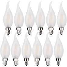 Ampoule LED candélabre 25 W équivalent, 3000 K blanc doux, embout flamme, verre dépoli, ampoule à filament LED 2 W, culot E12, décoration,