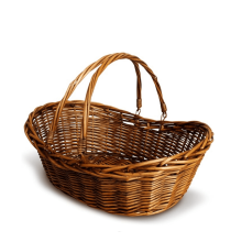 Medium Dark Brown Wicker Basket with Handle – 17x6.5", Hand-Woven for Storage, Picnics, Easter & Organizing