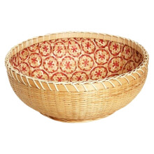 Natural Rattan Tray, Hand Woven Wicker Storage Bowl and Basket, for Bread, Fruit, Keys, Round Decorative Basket for Kitchen, Entryway, or Tabletop