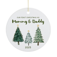 Family Christmas Ornament 2025 – "Our First Christmas as Mommy & Daddy", Keepsake Gift for New Parents, Baby's First Christmas Ornament