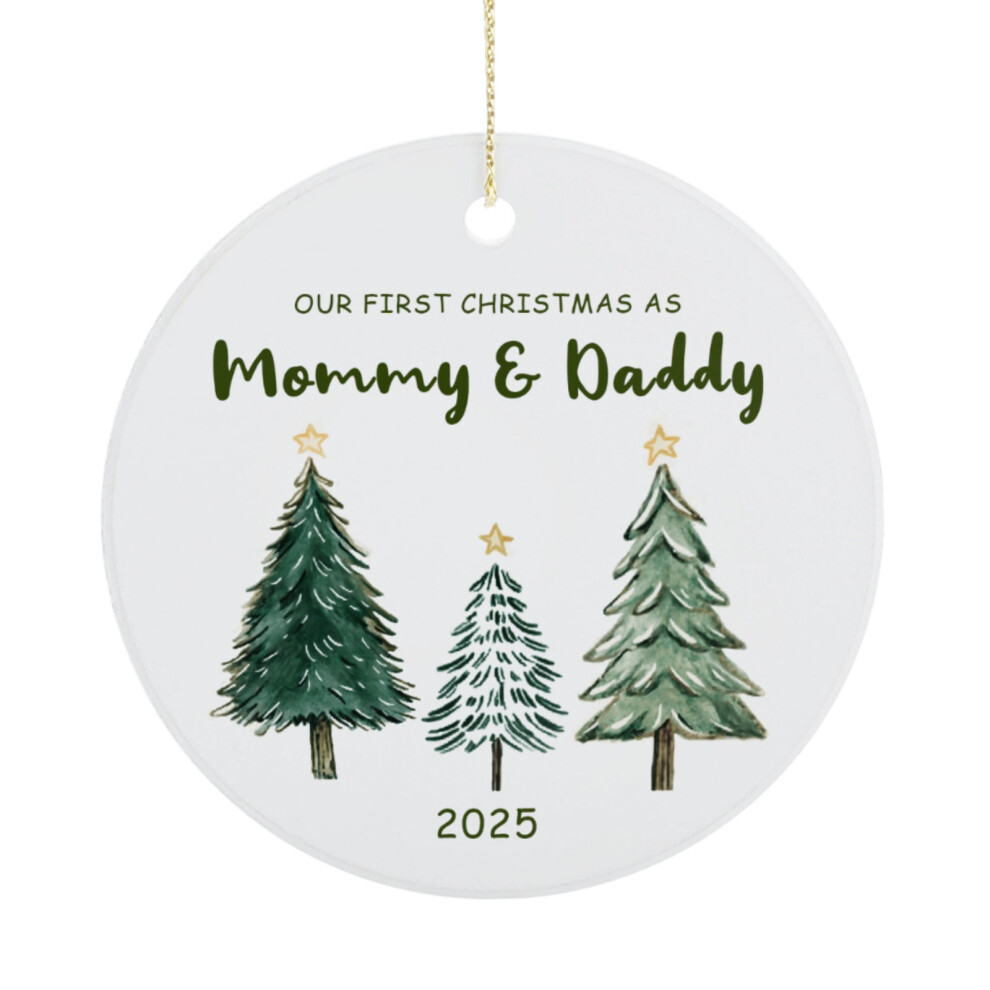 Family Christmas Ornament 2025 – "Our First Christmas as Mommy & Daddy", Keepsake Gift for New Parents, Baby's First Christmas Ornament