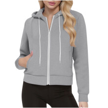 Moletom feminino de inverno com capuz, cordão e bolsos, modelagem solta, cor lisa, manga longa – ideal para ocasiões casuais.
