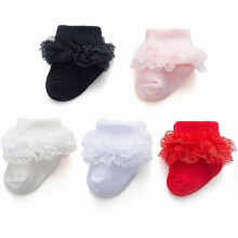 Baby-Girls Eyelet Turn Cuff Ruffle Lace Socks Triple Lace Dressy Socks Newborn/Infants/Toddlers 3/5 Pairs