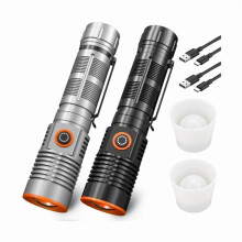 ZCSuper Bright 20000LM LED-Taschenlampe mit Fokus, 3 Leuchtmodi, Taschenclip und magnetischem Endstück – USB-C-kompatibel