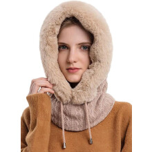 Gorro de lana holgado de una pieza para mujer, bufanda, máscara, cordón, cálido, con capucha, pasamontañas de invierno, jersey de punto.