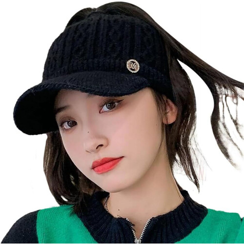 Γυναικείο καπέλο Epsion Knit Beanie με ψηλό κότσο και αλογοουρά, ελαστικό χειμωνιάτικο,