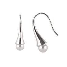 S925 Sterling Silver Cone Pearl Drop Earrings, Minimalist Tapered Design with White Pearl, Elegant Dangle Earrings for Women