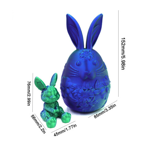 Påskeharefigurdekorationssæt – 3D-printet, 15 cm