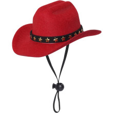 Cappello da cowboy rosso in poliestere per animali domestici – Taglia piccola