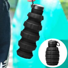 Gourde de voyage pliable – Gourde pliable réutilisable en silicone pour l'école, le bureau, la salle de sport, le camping et la randonnée ;