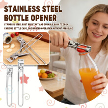 Ouvre-boîte réglable en acier inoxydable avec pince pour couvercle (1 pièce)