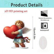 Figurine Cupidon 2D pour la Saint-Valentin, décoration artisanale pour une décoration romantique et festive.