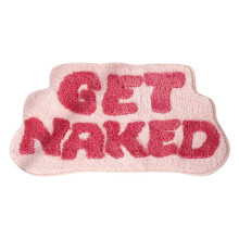 Naked badmat met letterprint – zacht, absorberend, antislip, wasbaar, 50 x 40 cm