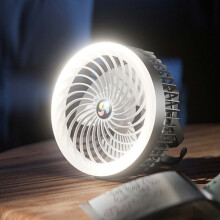 Ventilador de camping recargable con luz LED, batería de 3600 mAh, ventilador portátil para tienda de campaña, 3 velocidades, gancho para colgar,