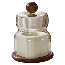 ACDANC Toothpick Dispenser,Vintage Walnut Ceramic Toothpick Holder Floss Holder Cotton Swab Organiser