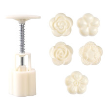 Moule à gâteau de lune (blanc) 71 g, moule à gâteau de lune fleuri à pression manuelle pour la Fête de la Mi-Automne, outils de décoration