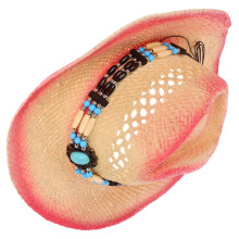 Sombrero de vaquera rosa de paja para mujer (1 unidad)