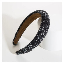 Glamouröses Perlenhaarband, funkelndes Kristallperlen-Barock-Stirnband, breites Kreuzstirnband, glitzerndes, wunderschönes Haaraccessoire für Damen