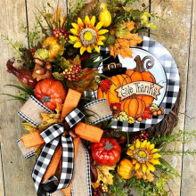 Couronne d'automne pour porte d'entrée, couronne de Thanksgiving, décoration de récolte pour porche de ferme, décoration de Thanksgiving