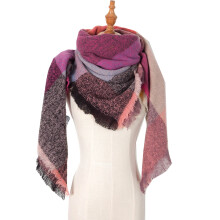 Cachecol feminino longo, macio e quente para o inverno, com estampa xadrez e franjas. Cachecol clássico e macio para mulheres.