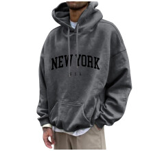 Sweat à capuche d'hiver ample imprimé décontracté mode sport pour homme Gris 1X