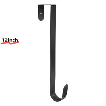 Crochet de porte de 30 cm (12 po), crochet en métal noir pour couronnes de Noël – Compatible avec les portes standard