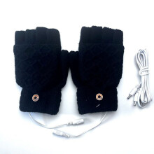 Unisex USB-Winterhandschuhe mit Wärmefunktion, wiederaufladbare beheizbare fingerlose Handschuhe, waschbare Strick- und Schreibhandschuhe (1 Paar,