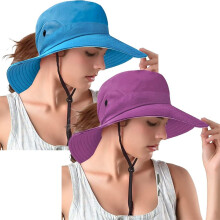 Sombreros tipo cubo para mujer con protección UV, plegables, de malla, con ala ancha, ideales para senderismo, playa, pesca y safari de verano.