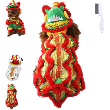 Hunddräkt med kinesisk lejondans, hunddräkt med kinesiskt nyår, hunddräkt med vårfestivalkläder, tröjor och kappa för små hundar