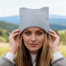 Wintermütze mit Katzenohren, gestrickt, aus weichem Material, wärmend, für kaltes Wetter im Freien