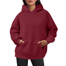 Hoodies för kvinnor, överdimensionerade tröjor, pullover-hoodies, sammetströjor, långärmade med fickor för vinter- och höstkläder, Z03Röd, L