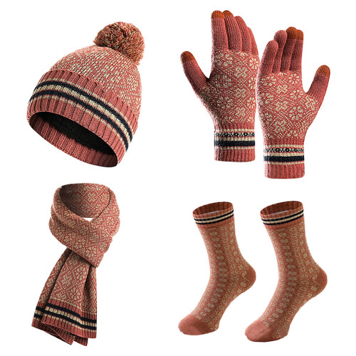 Γυναικείο χειμερινό σετ Santa Hats για κάτω των 10$ - πλεκτό σκουφάκι με πλέξη, κασκόλ