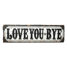 Panneau mural vintage en métal « Je t’aime, au revoir » à suspendre à une porte, 10 x 40 cm, décoration rustique en aluminium pour entrée