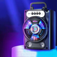 Altavoz Bluetooth portátil con subwoofer, radio FM, entrada AUX, micrófono para karaoke y batería de 5 horas para uso doméstico y en exteriores.