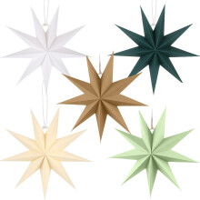 Décorations en forme d'étoiles pliables en papier de 30 cm, lot de 5, à suspendre lors de fêtes. Légères et faciles à présenter.