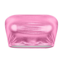 Top a fascia da donna in pelle tinta unita, top a tubo per spettacoli dal vivo, ideale per discoteche e serate in discoteca, Z02 Rosa, 2XL