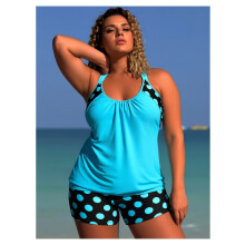 Tankini badpakken voor dames met buikcorrigerend tweedelig model, blouson met bloemenprint, zwemtop met shortje en hoge taille.