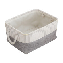 Panier de rangement pliable en tissu avec poignées, organisateur décoratif en tissu pour vêtements, jouets et objets divers (marron/gris/noir)